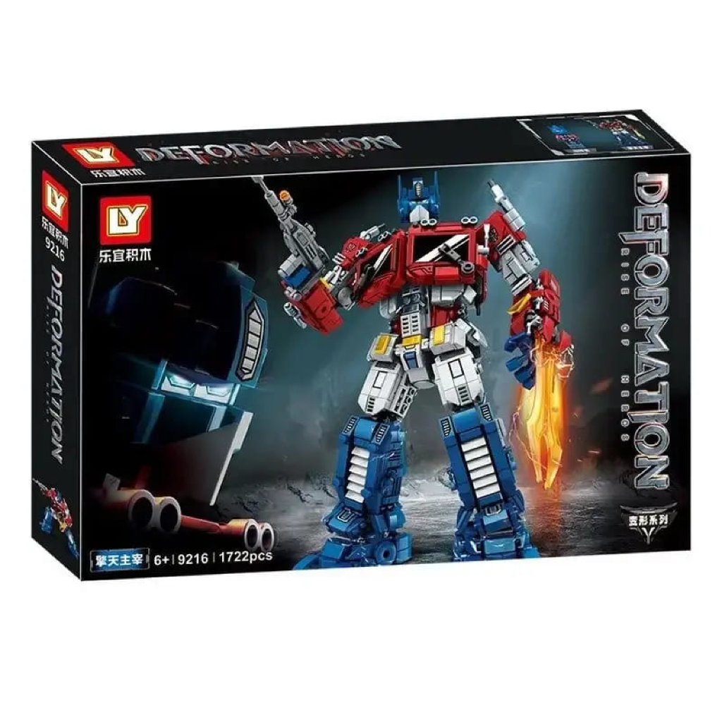 Mainan Anak Balok Susun Deformation Robot Besar Optimus Prime dan Bumblebee