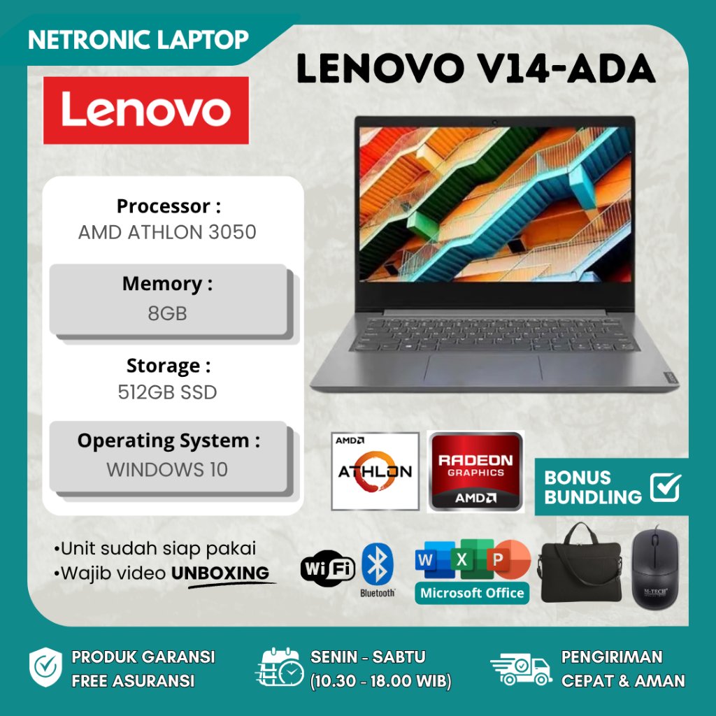 LENOVO V14-ADA AMD ATHLON 3050 8GB SSD 512GB 14" WINDOWS 10