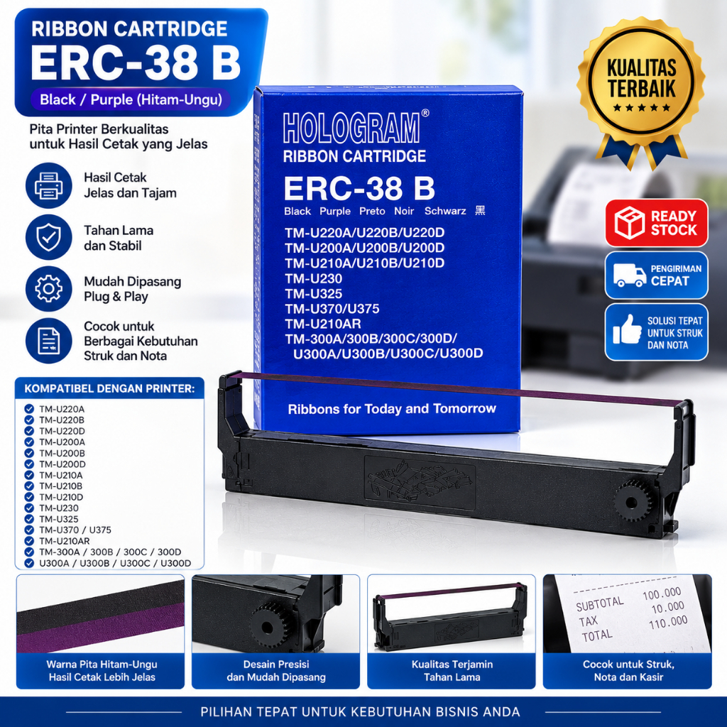 Ribbon Cartridge ERC-38 ERC38 Hologram Pita Printer Epson ERC38