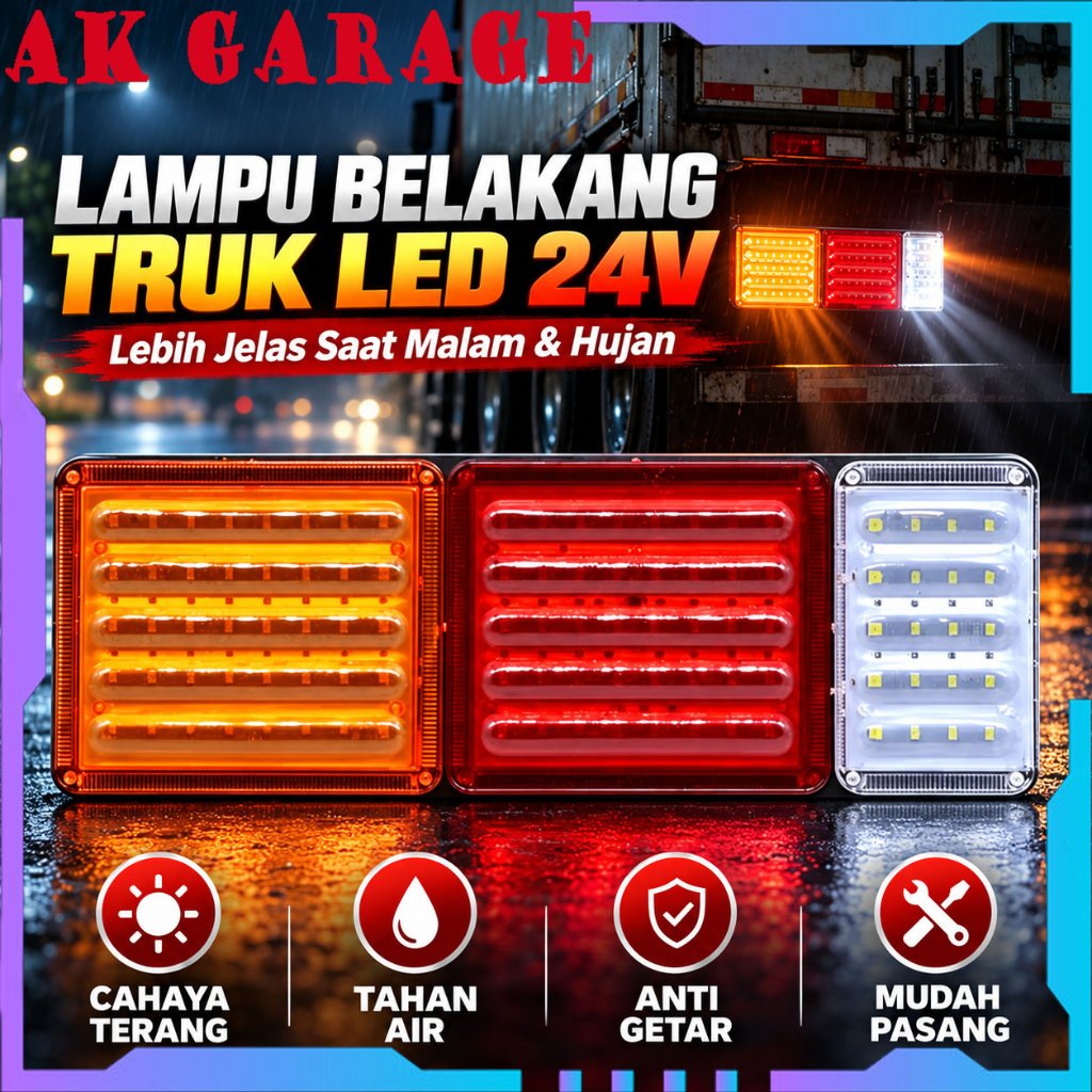 2 Pcs Lampu Belakang Led Truk 12-24V Stop Lamp Universal Untuk Truk Tronton Dan Mobil