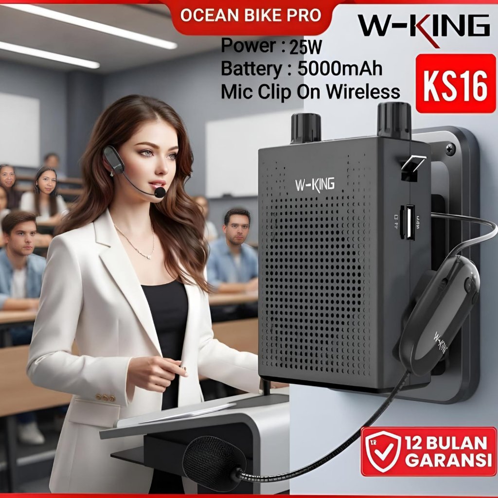 Wking Speaker Bluetooth Pinggang Pengeras Suara KS16 Megaphone Mengajar Tour guide