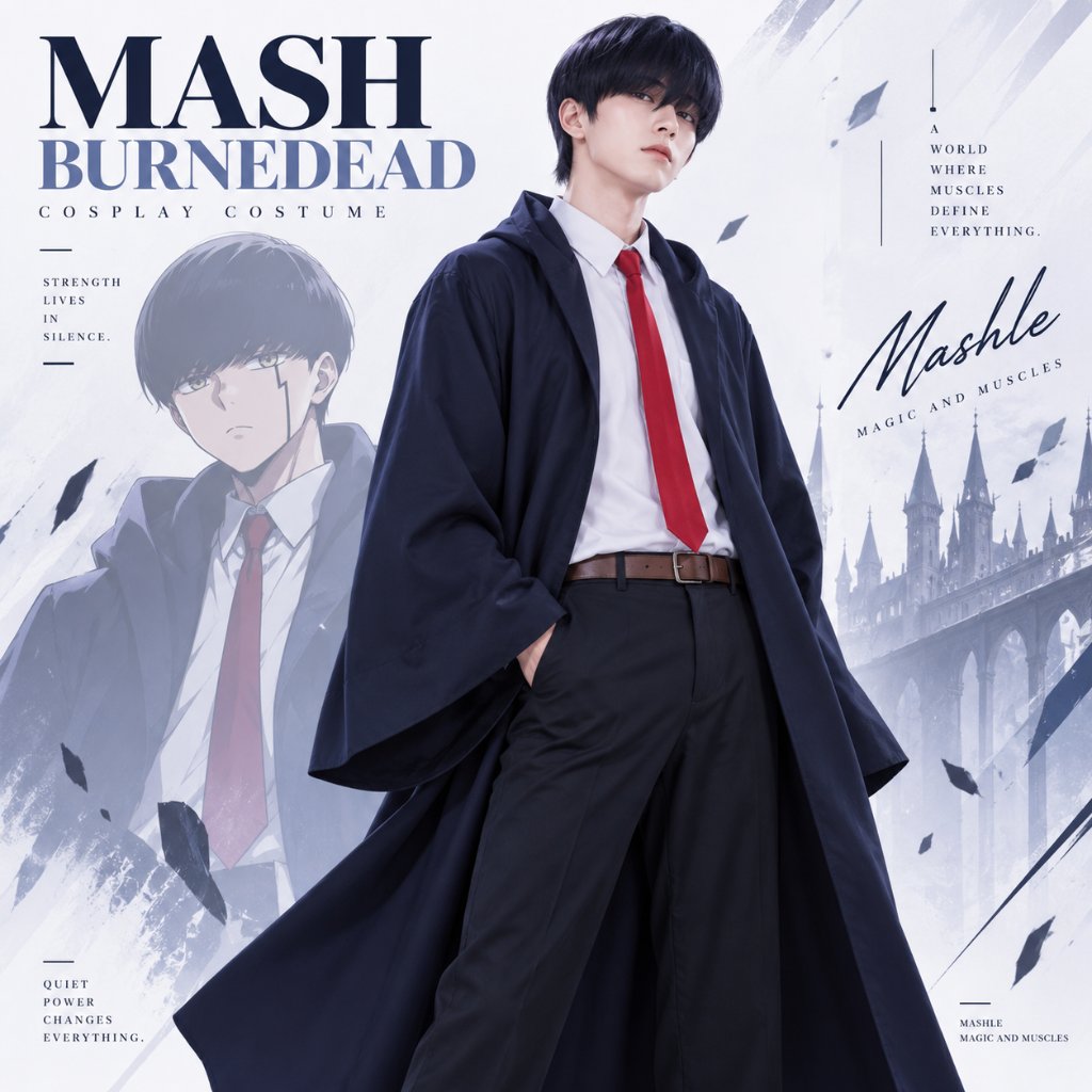 Jubah Baju Mashle: Magic and Muscles Mash Burnedead Cosplay Costume