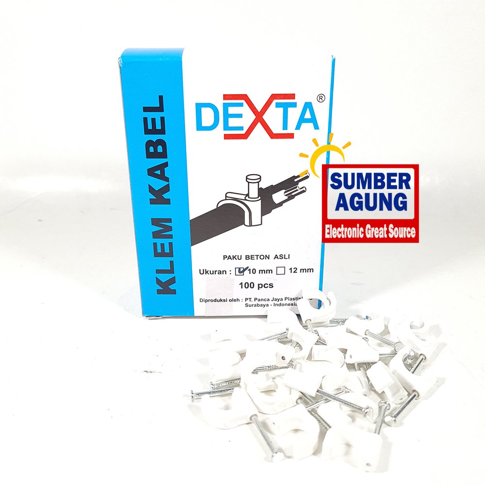 Dexta Klem Kabel 10 MM Klem Kabel Dengan Paku Beton Isi 100 Pcs