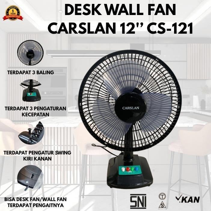 DESK WALL FAN CARSLAN 12INCH CS-1211 2IN1 ANGIN KENCANG
