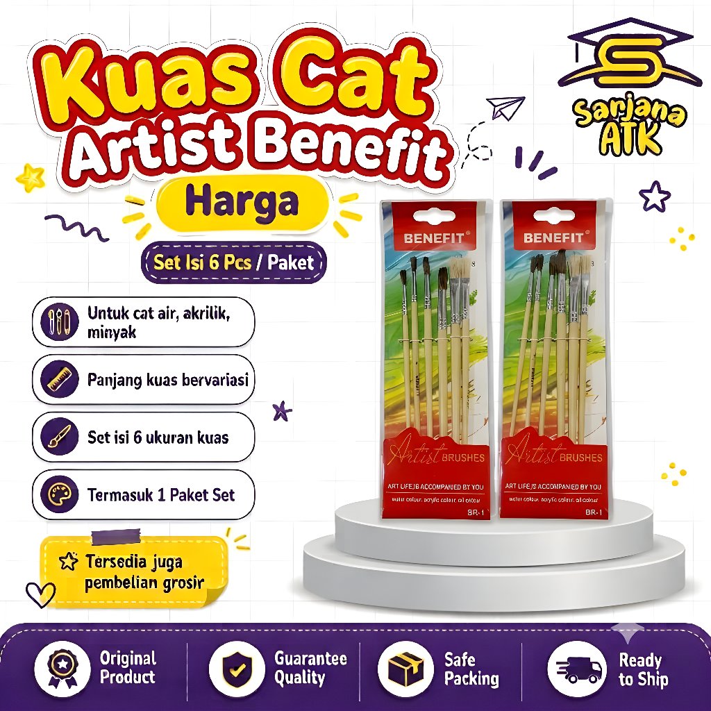 BENEFIT 1 Set Kuas Lukis / Set Kuas / Alat Lukis Satu Set Kuas Murah