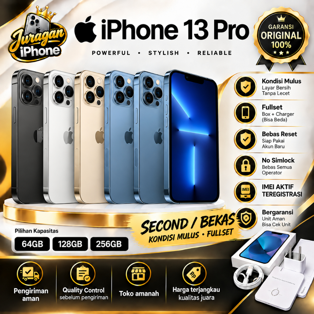 Apple iPhone 13 PRO 128GB 256GB FULLSET SECOND HAND INTERNASIONAL ORI BERGARANSI