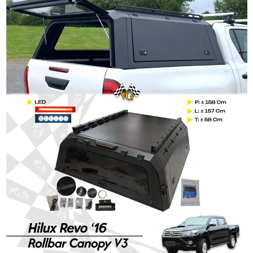 Canopy Hilux Vigo 2012 - 2015 & Hilux 2016 - 2016 Rollbar Canopy Hilux DC Allumunium Kanopi Import