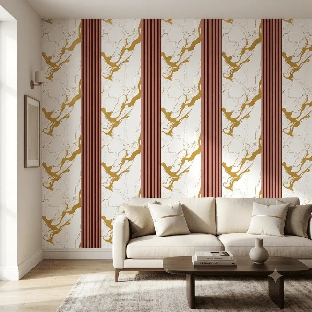 Wallpaper Dinding Wallpaper Stiker / Wallpaper Kamar Tidur Aesthetic Motif Salur Hijau/Biru/Pink