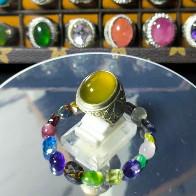 Cincin Batu Natural Idocrase Solar Aceh Kopi Golden 2