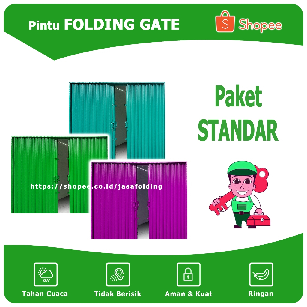 Paket Standar - Pintu Folding Gate Rolling Door Harmonika Garasi Lipat Sliding