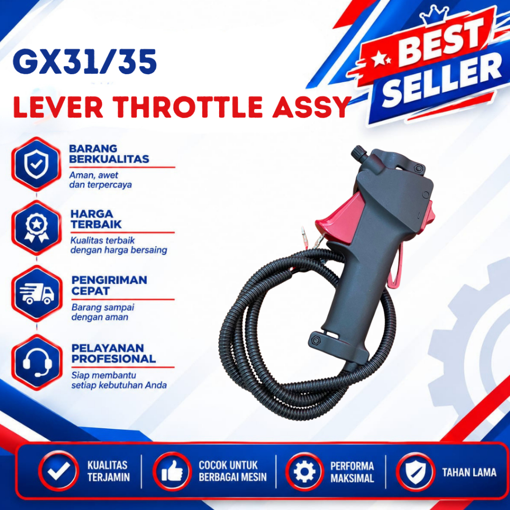 Handle Gas Mesin Potong Rumput GX31 GX35 / Throttle Lever Komplit Kabel Mesin GX 31