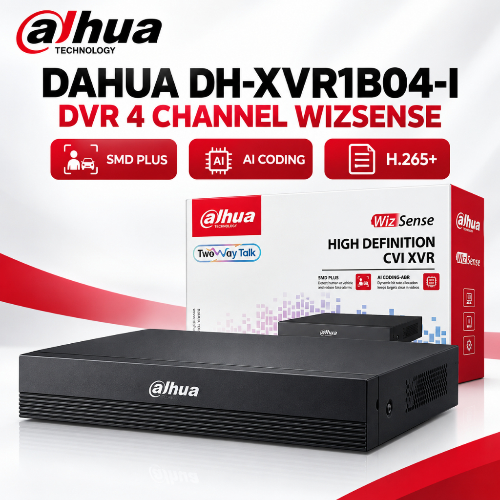 Dahua DH-XVR1B04-I DVR CCTV 4 Channel WizSense SMD Plus H.265+ Support HDD 6TB