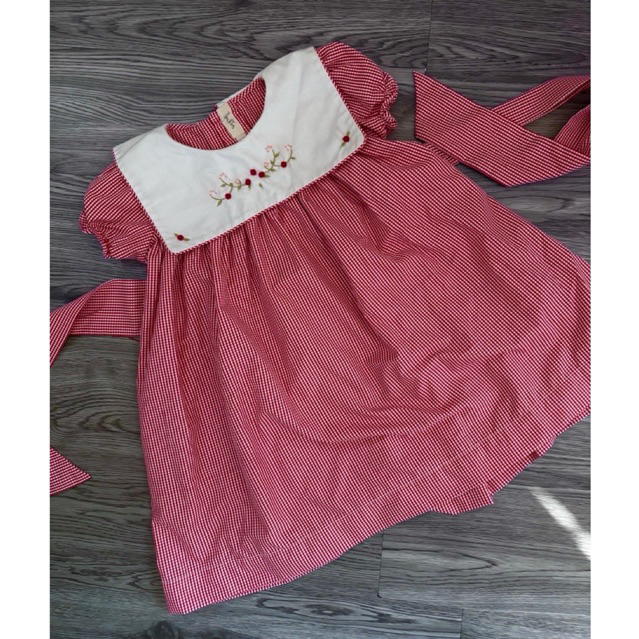 PRELOVED TYKES AND TOTS PLAID EMBROIDERY DRESS IN RED for 3-4yo