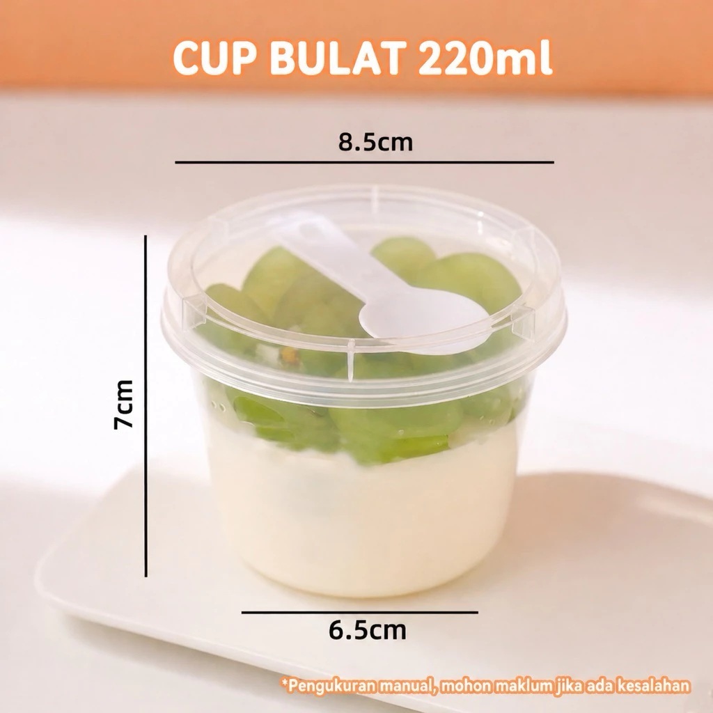 10pcs KOREAN Dessert Bulat Dessert Cup Sendok Dessert Cup Puding Cup Jelly