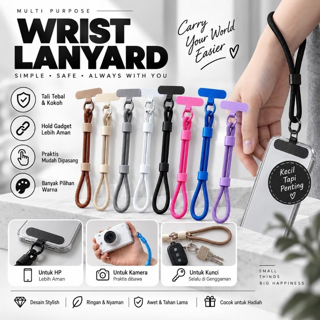Wrist Lanyard Tali Gantungan HP HandStrap Handphone Tali Charm Gantungan HP