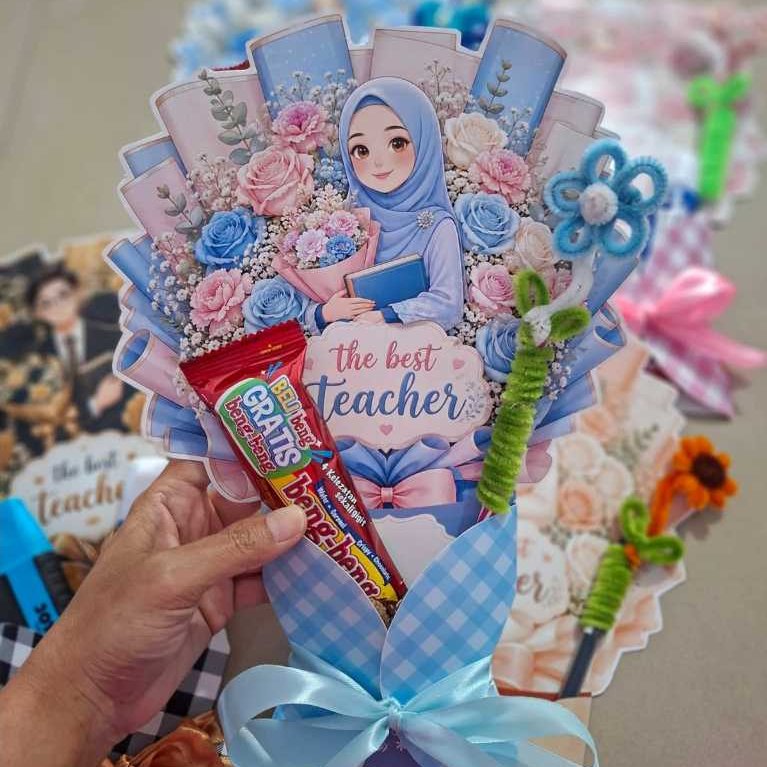 Bucket Kertas Hari Guru - Bucket Kertas Hiasan Best Teacher - Bucket Ulang Tahun - Bucket Anniversar