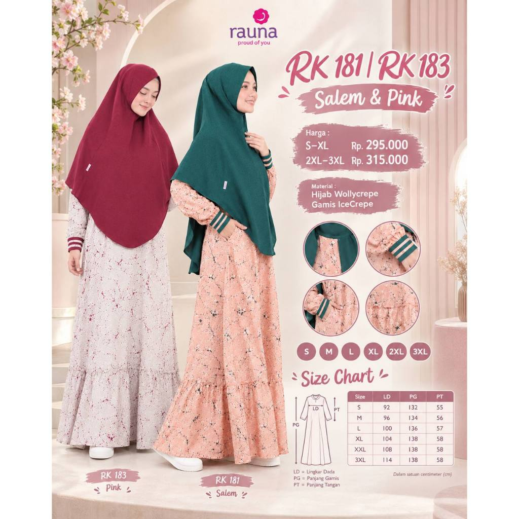 Gamis Muslim / RK-180 / RK-181 / RK-182 / RK-183 / Fashion Muslim / Rauna