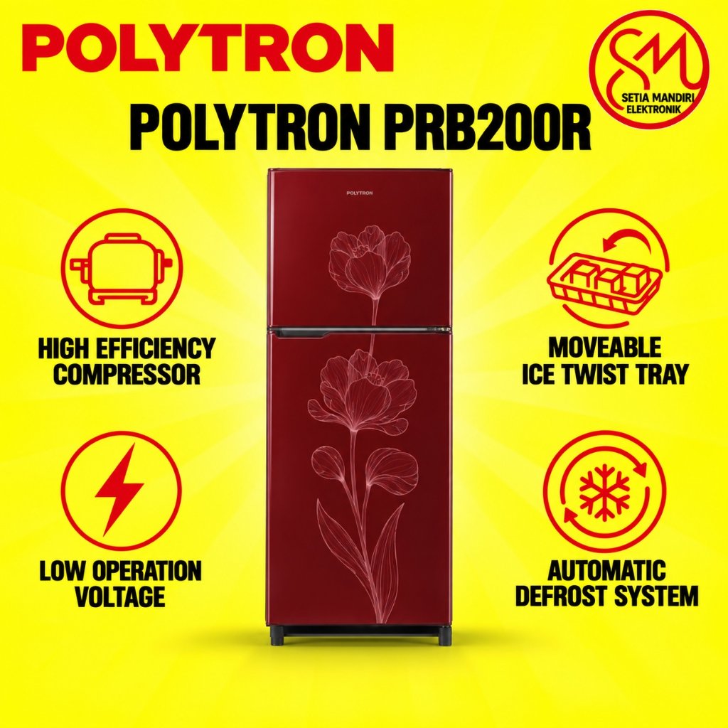 KULKAS 2 PINTU POLYTRON 166 LITER PRB-200R I PRB-200Y