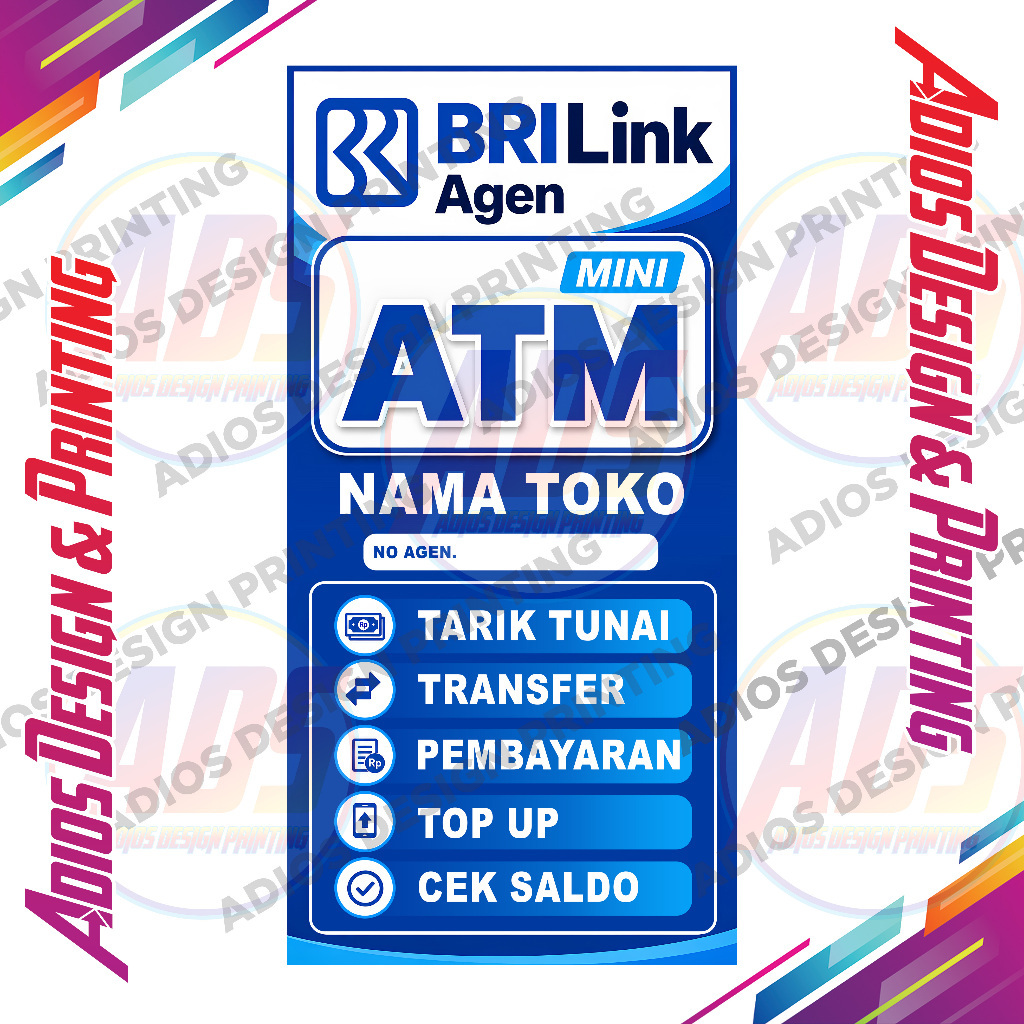 Spanduk Banner Agen ATM Mini Tarik Tunai Transfer Pembayaran Top Up Cek Saldo