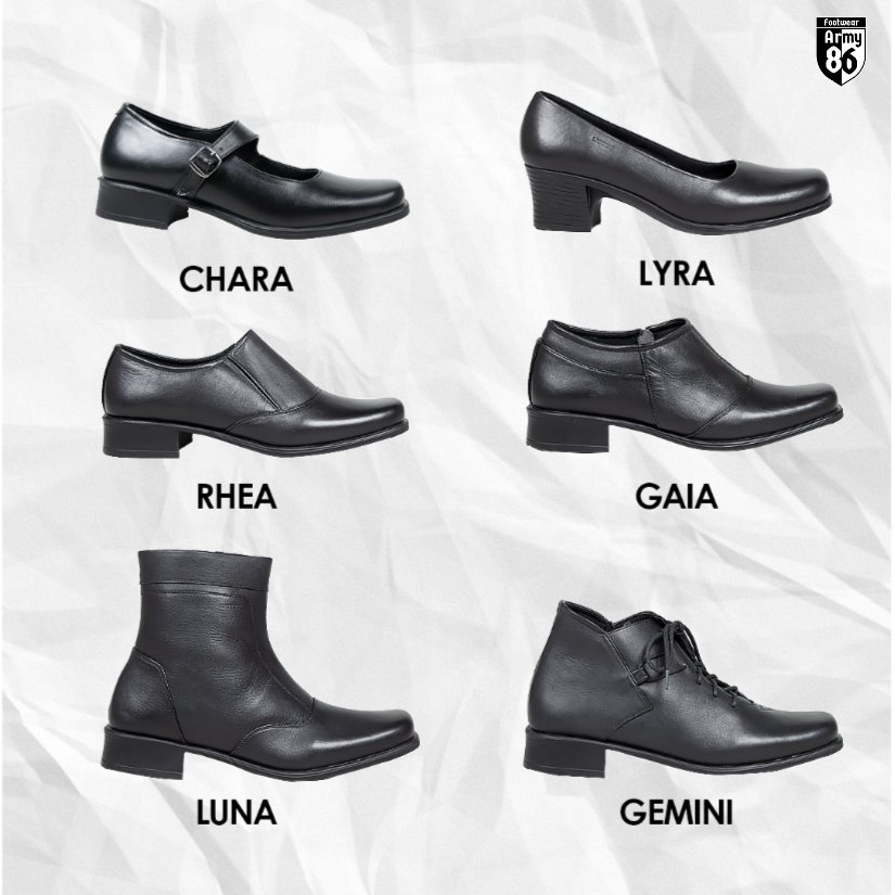 Army86 Sepatu PDH Pantofel Wanita kulit Sapi asli Polwan Bhayangkari Psh Kowad Persit Secwan