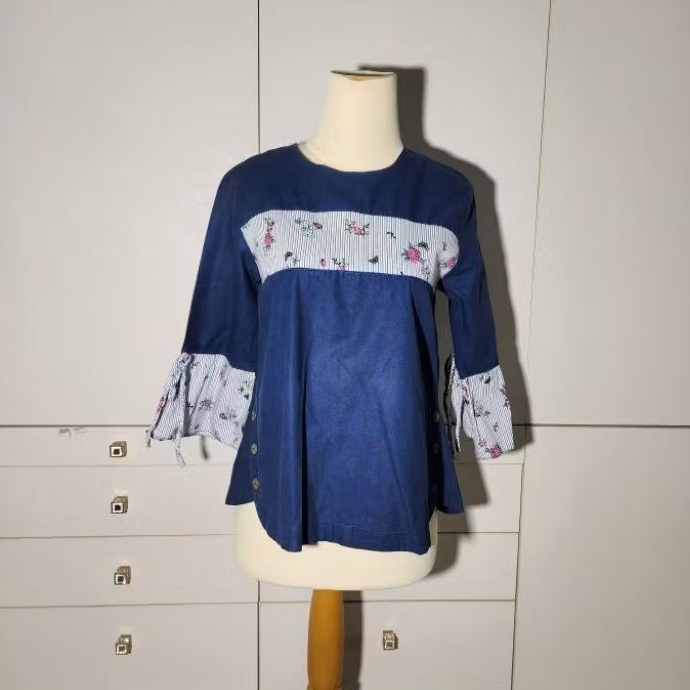Blouse Wanita Biru Katun RM035