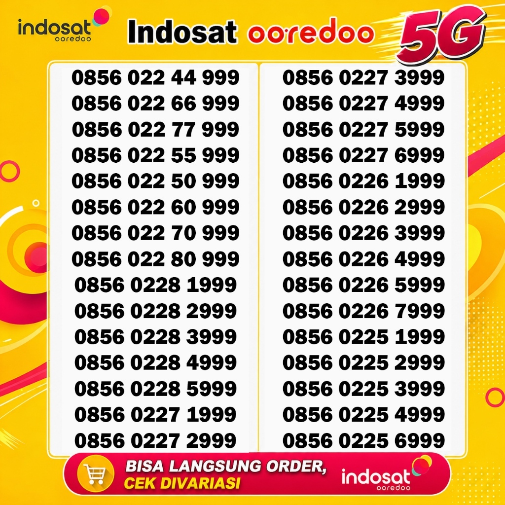 Perdana nomor cantik Indosat Ooredoo 5G murah seri 9999