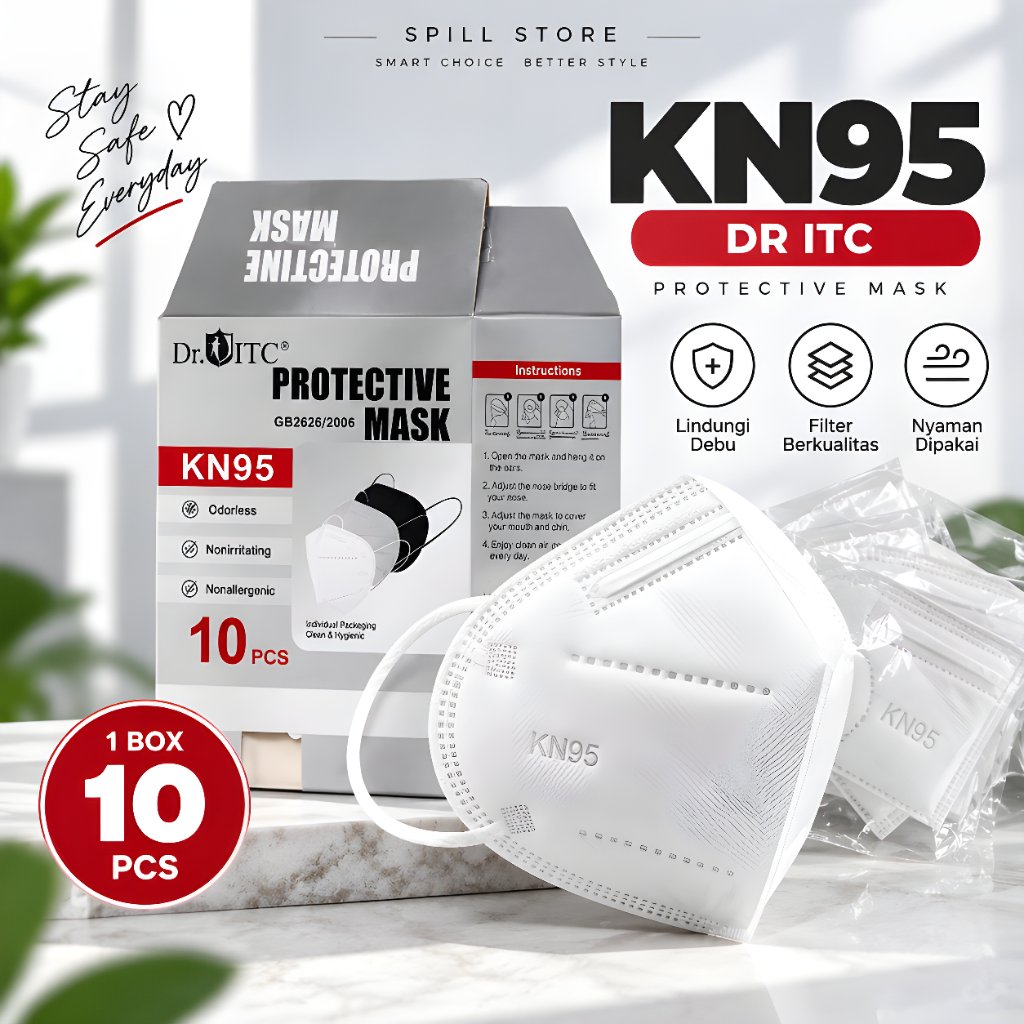 Masker KN95 Dr.ITC 5 Ply Isi 10 Pcs Masker Dewasa Protective Mask