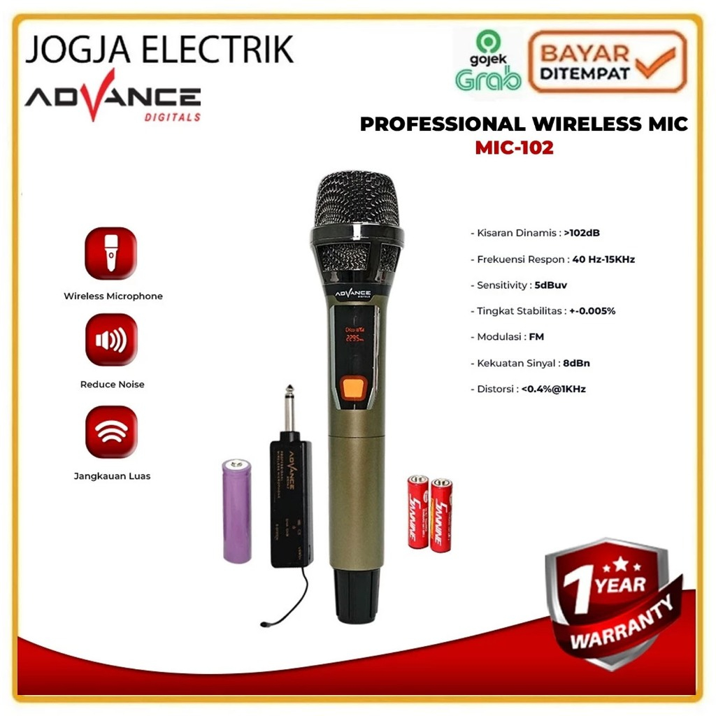 Advance MIC102 Mic Wireless Microphone Bluetooth Karaoke BONUS Baterai