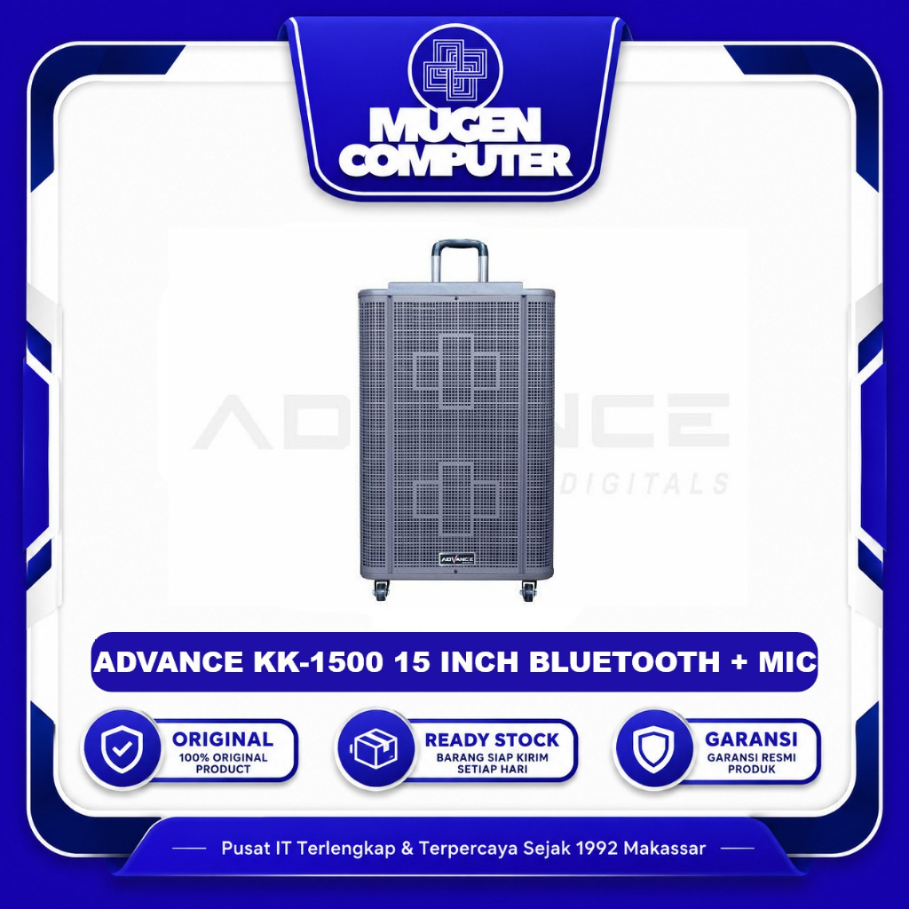 Speaker Portable Advance KK1500 KK-1500 15" Free 2Mic Wireless