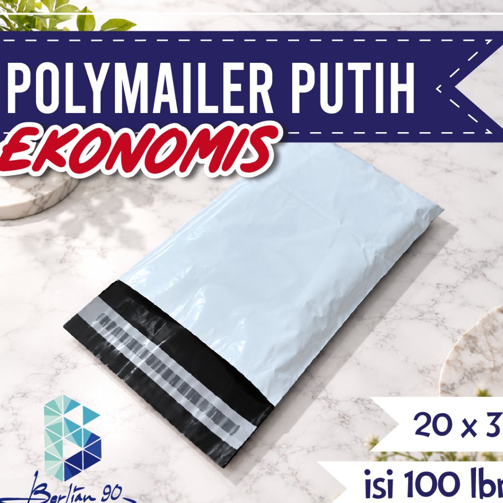 polymailer ekonomis putih 20x30 20x35 20x40 25x35 25x40 polymailer semi glosy antu air isi 100