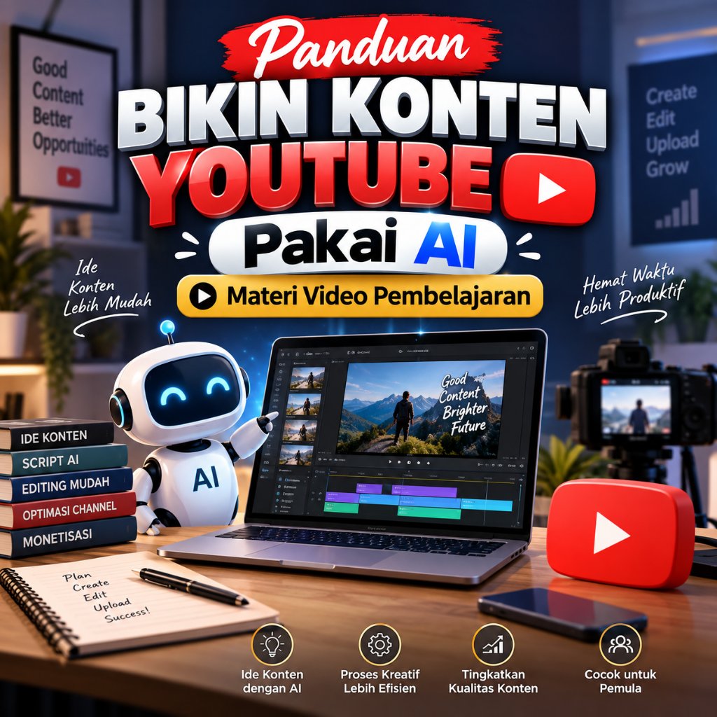 PANDUAN BIKIN KONTEN YOUTUBE PAKAI AI – Tutorial Video AI dari Nol | Buat Channel YouTube Lebih Muda