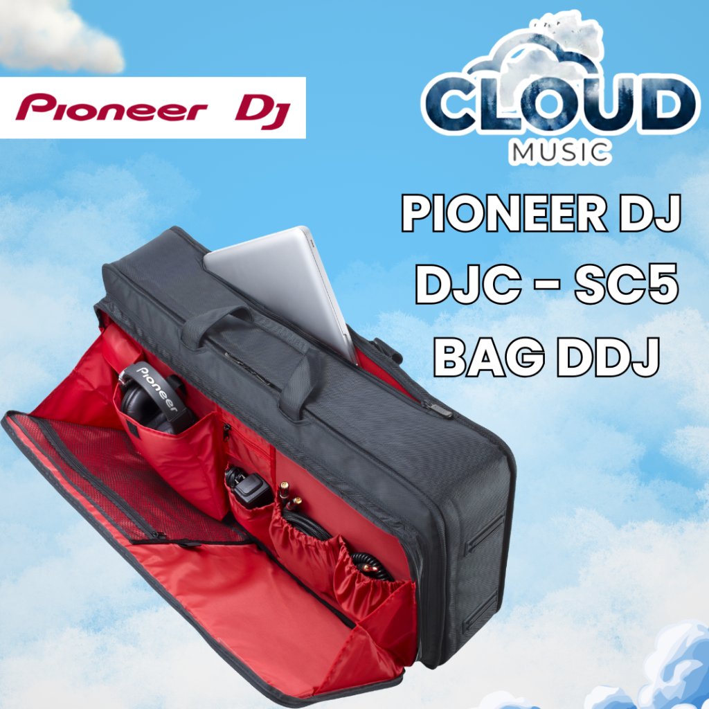 Pioneer DJ DJC-SC5 BAG DDJ SX, DDJ T1, DDJ S1, dengan Kantong Dalam Warna Hitam Merah