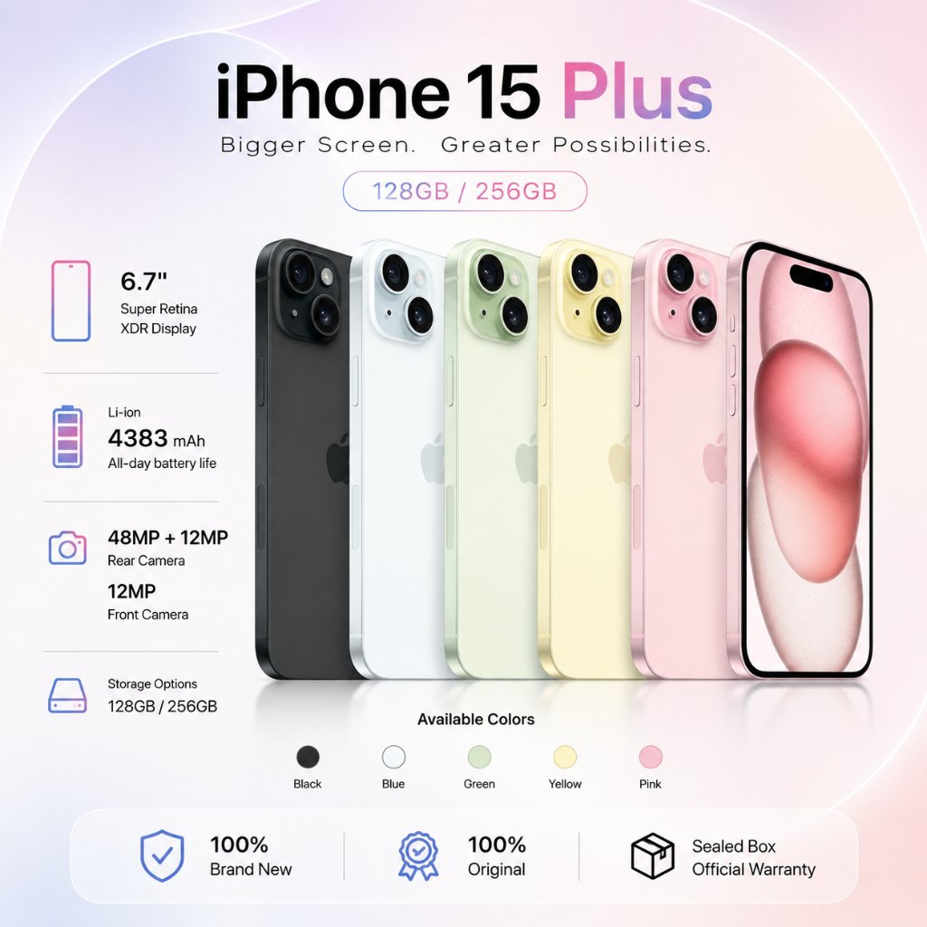 IPhone 15 Plus [128GB | 256GB] FullSet (100% Original | Ibox ) Second like New - Garansi 12 Bulan
