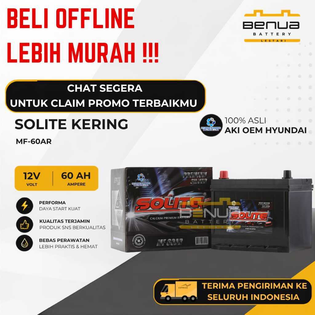 Aki Solite KERING 60AR / Aki MF60AR / Aki 60AR / Aki Mobil 12V 60Ah Original OEM Hyundai