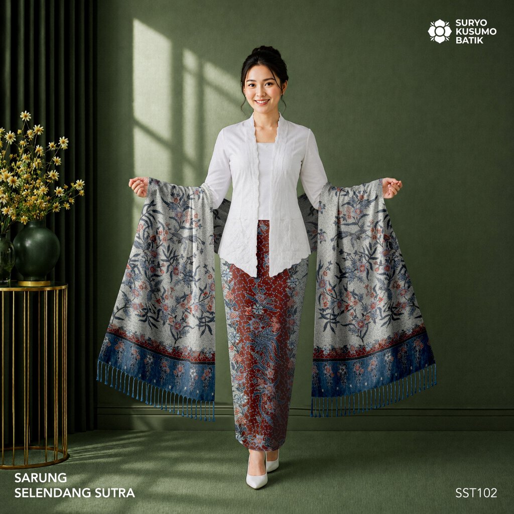 Suryo Kusumo Batik - Kain Batik Tulis Sarung Selendang Sutra Wanita  SLS10