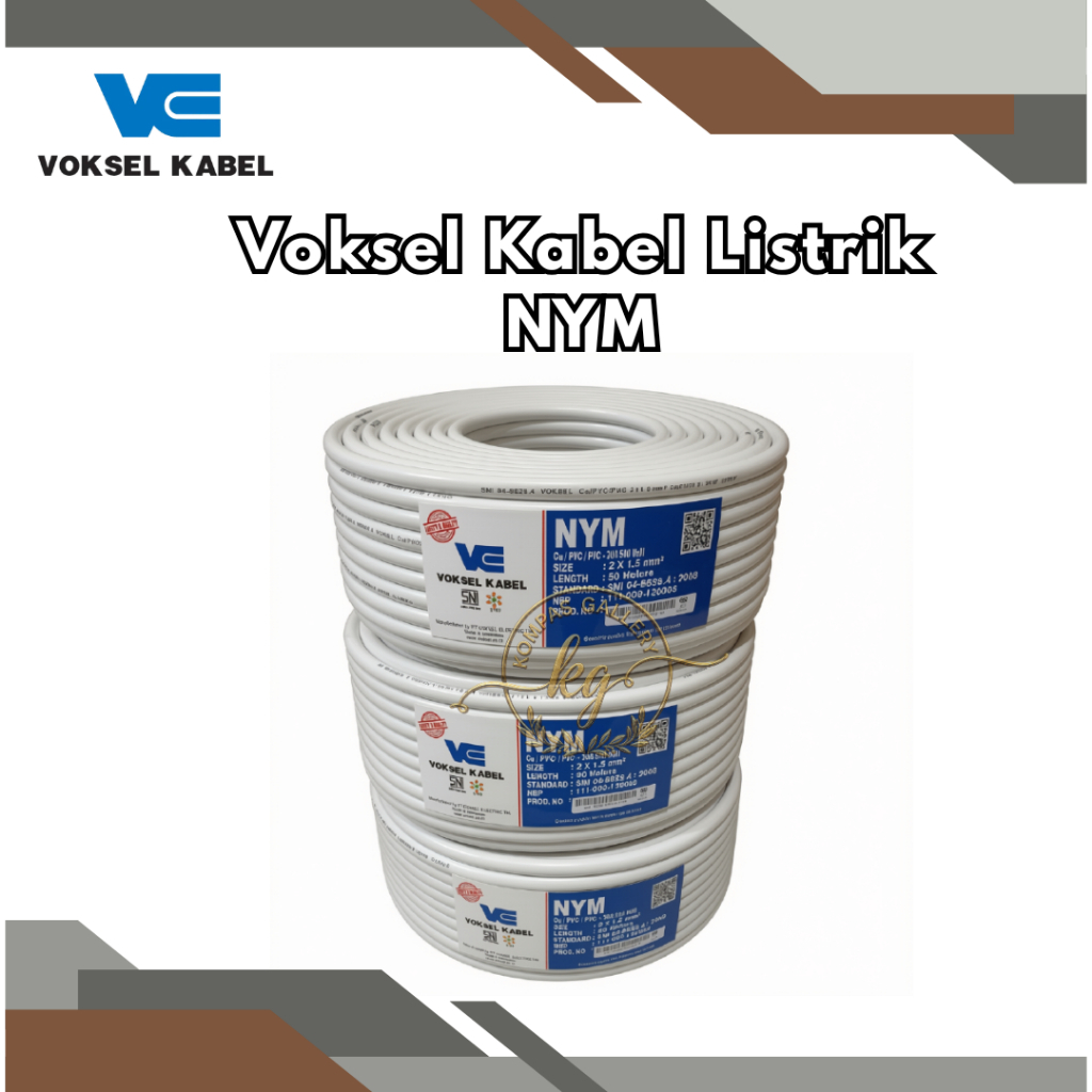 VOKSEL Kabel Listrik NYM 2x1,5mm dan 2x2,5mm SNI 300/500V Tunggal Electric Roll 100 Meter