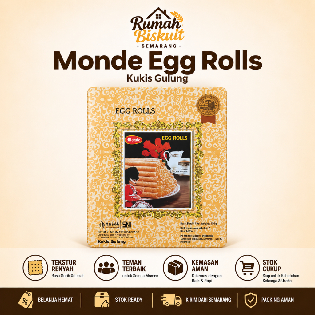 Monde Egg Roll VIP Shell 650 gr Kaleng VIP Egg Roll Monde