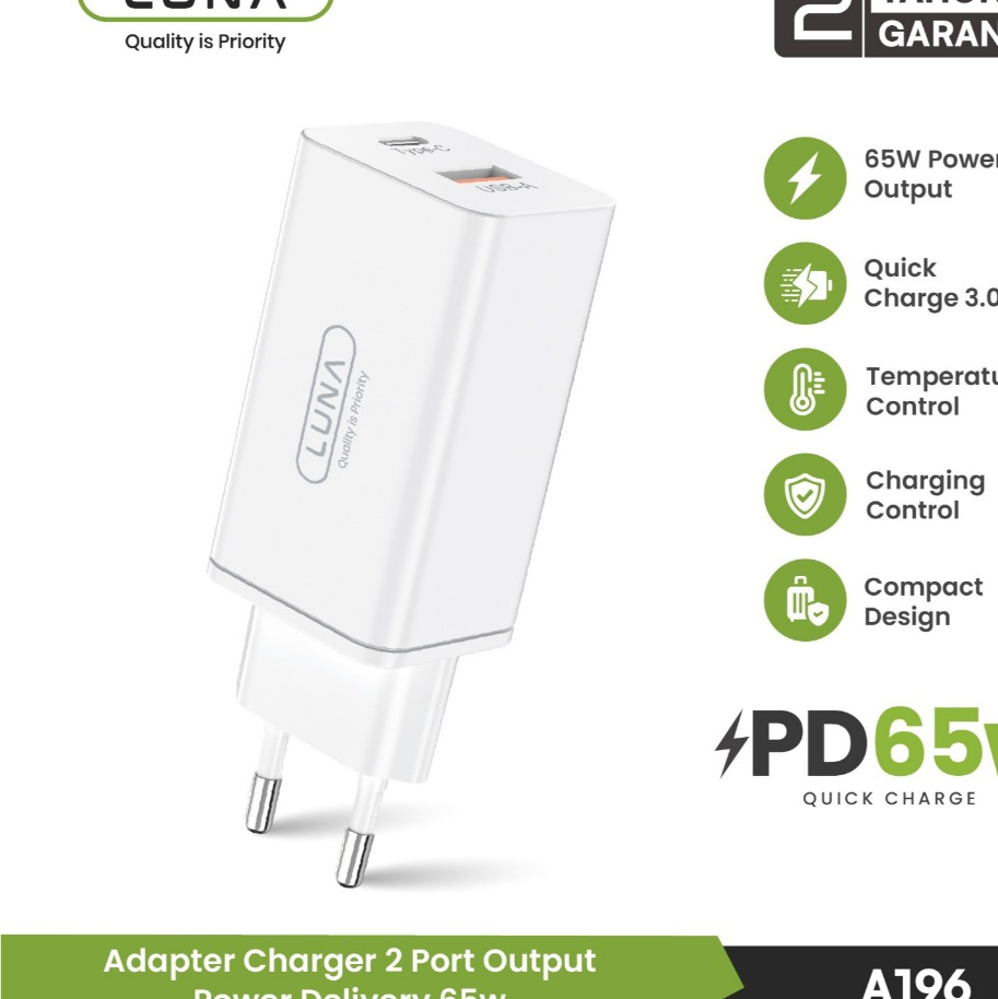 LUNA Adaptor A196 65W PD 3.0 USB Type C Dual Port