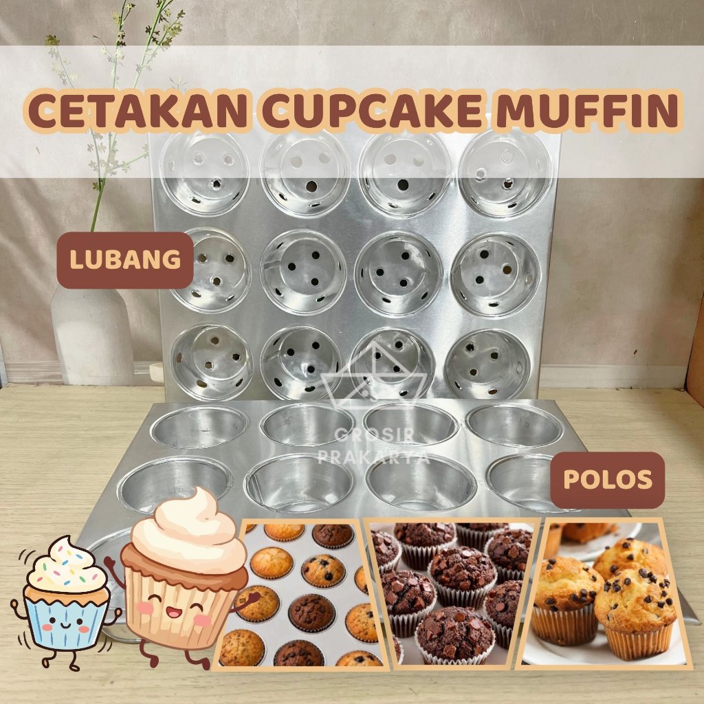 SATUAN CETAKAN CUPCAKE Soes Maker Cupcake Muffin Ukuran 22x30 Cm Isi 12 Lubang Polos Lubang Loyang K