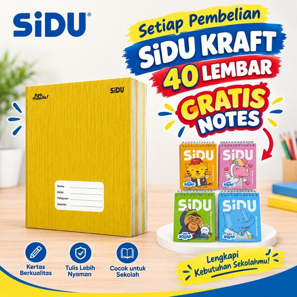 SIDU BUKU TULIS KRAFT 40 LBR (1 PACK ISI 10 BUKU)