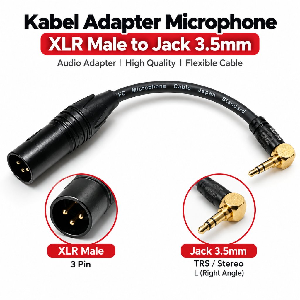 Kabel XLR Male to Jack 3.5mm TRS Stereo L Audio Microphone Mic AUX