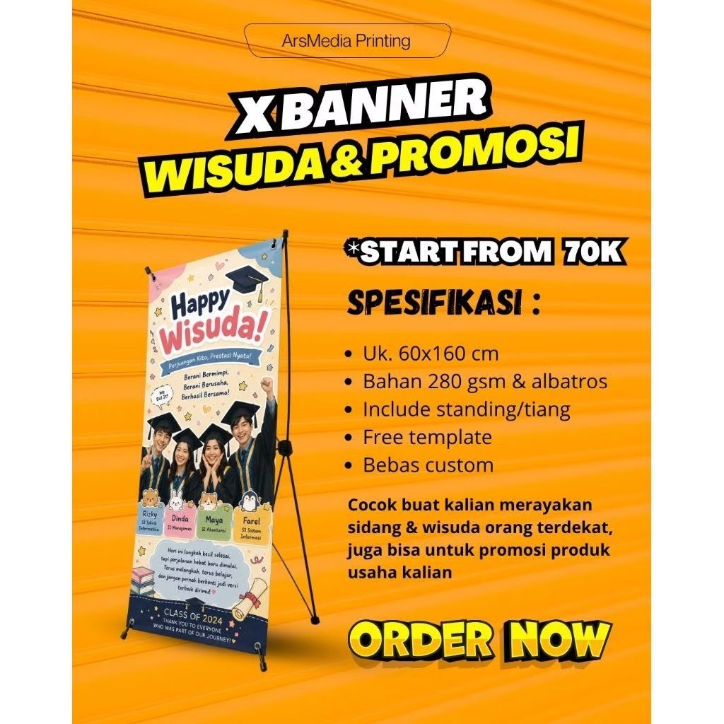 Cetak Banner Wisuda/Sempro/Promosi - PAKET X BANNER