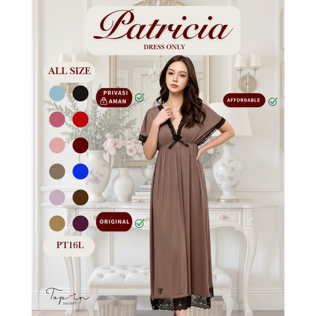 TOPINSECRET PATRICIA Long Dress BIG SIZE Lingerie Baju Tidur Daster Wanita Sexy [ Lingerie Dress Onl