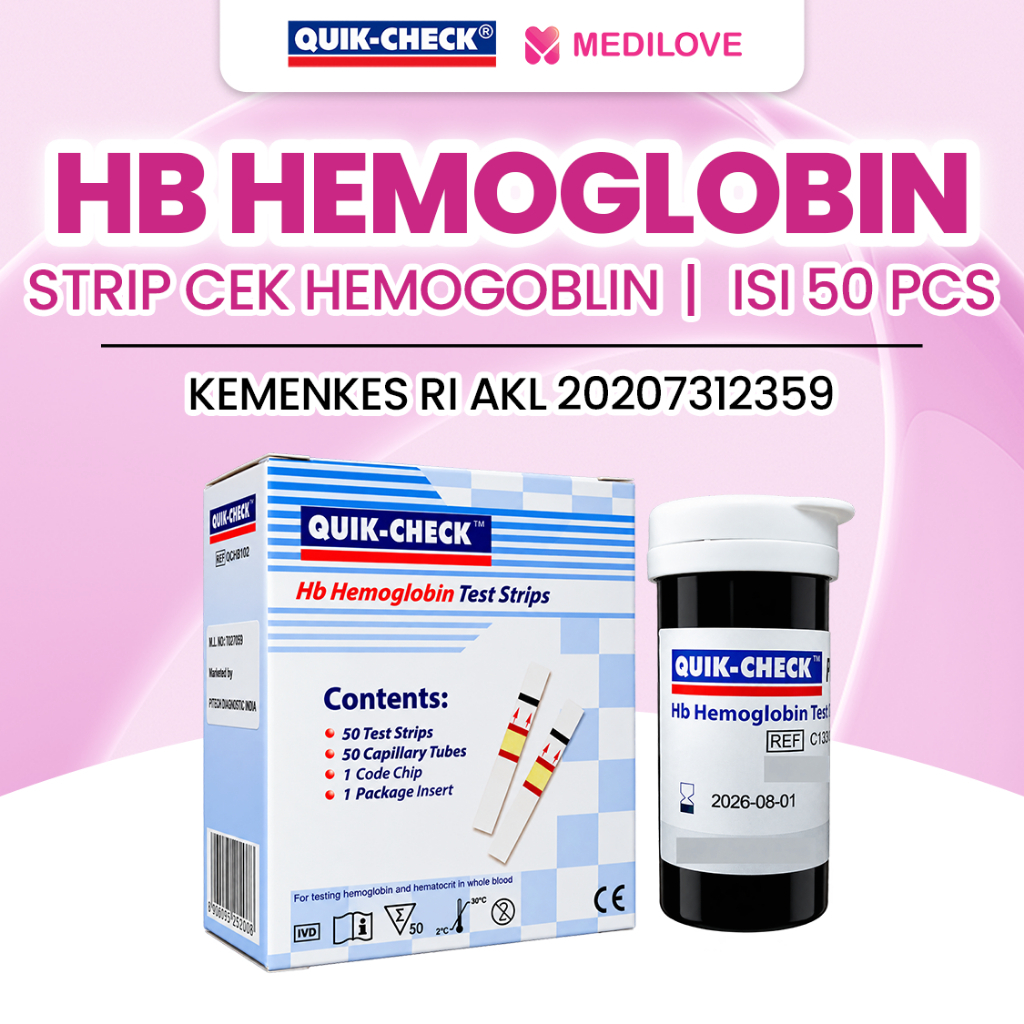 Strip Hb Hemoglobin Quik Check | Test Strip HB Quik Check | Strip Haemoglobin Quick Check Isi 50