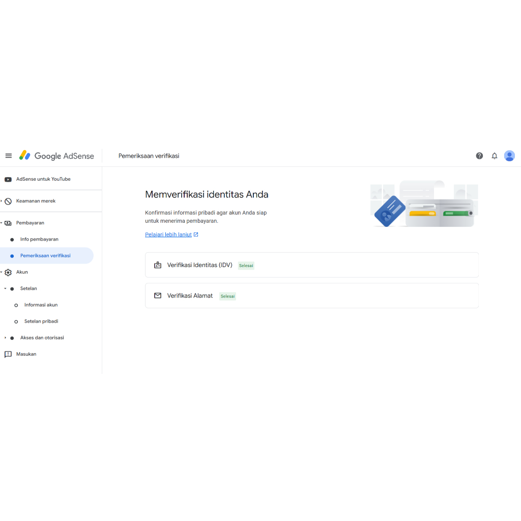 Akun Adsense Youtube Sudah PIN - Siap Gajian