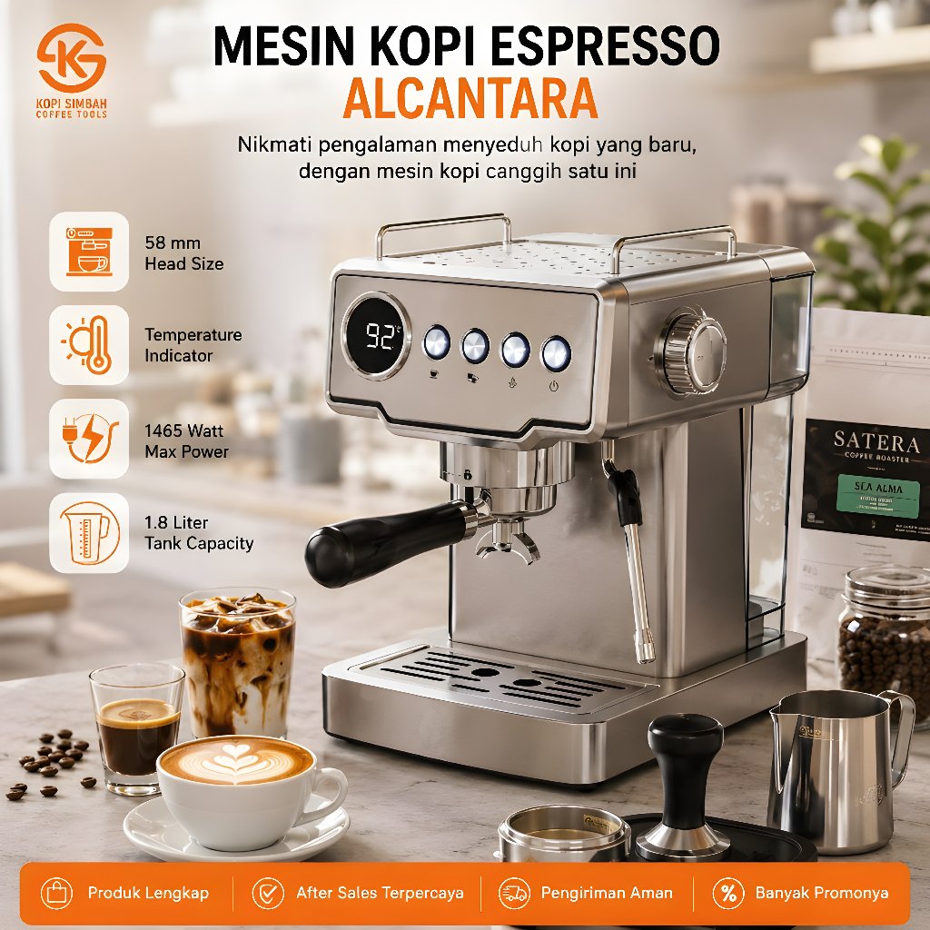 Mesin Kopi Espresso GUSTINO ALCANTARA Coffee Maker Espresso Machine Alat Pembuat Kopi