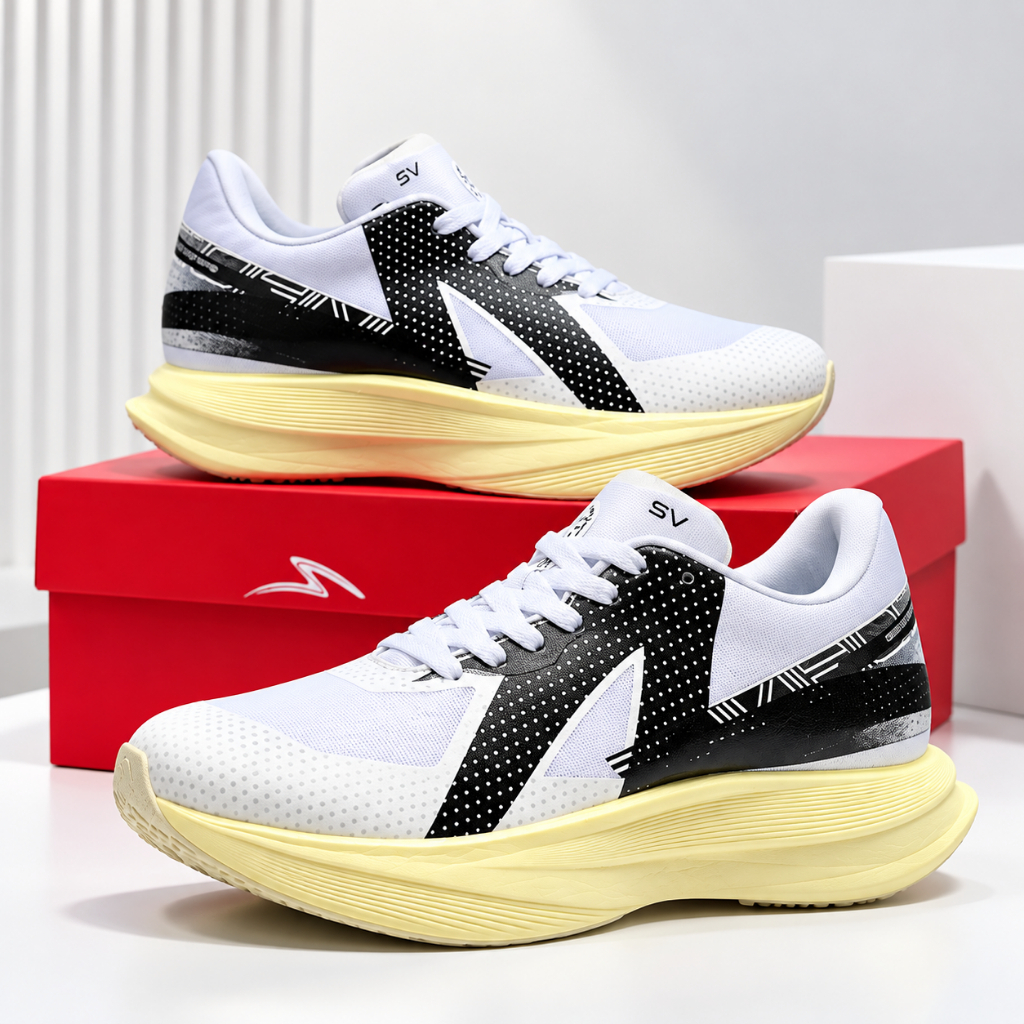 Sepatu Running Specs Cream Hitam Putih Pria Wanita – Sol Empuk, Ringan Dipakai Olahraga Lari Jogging