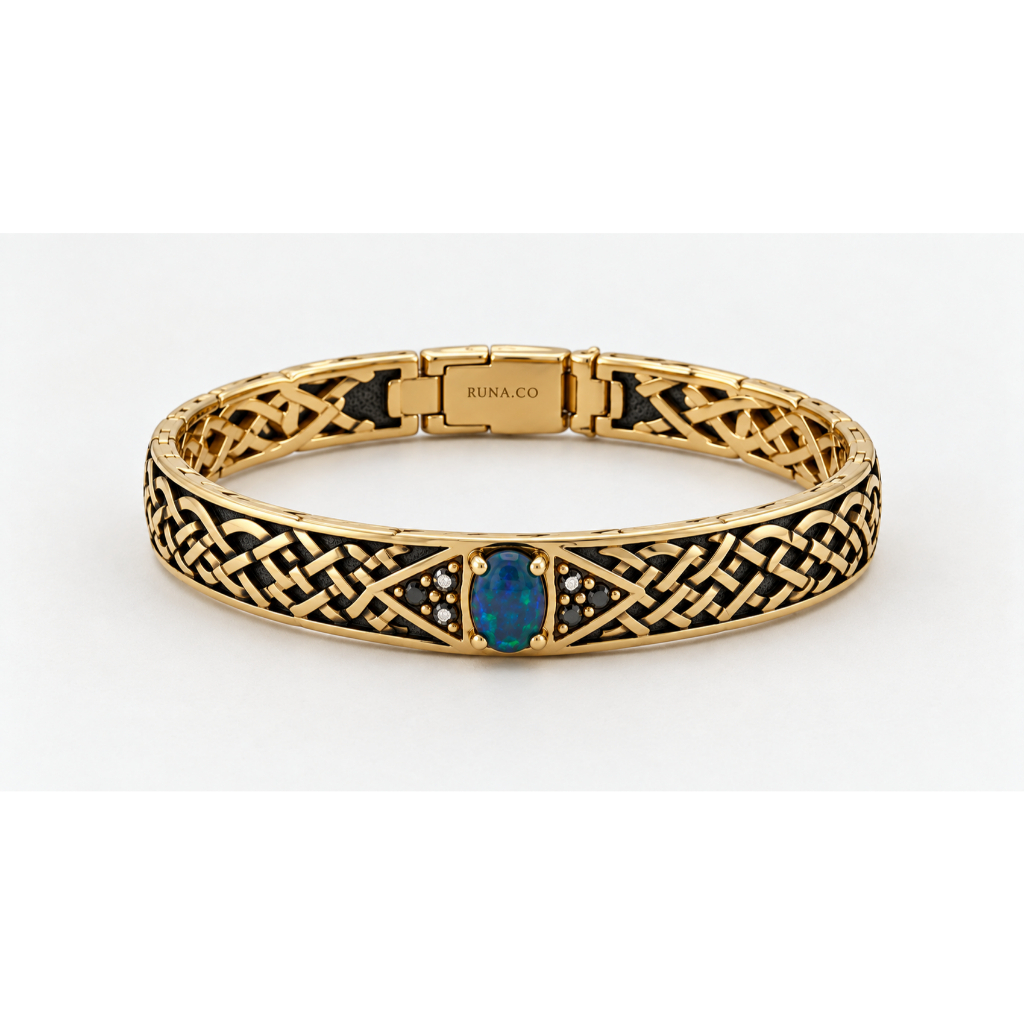 RUNA.CO Gelang Titanium Wanita Warna Emas Mata Biru