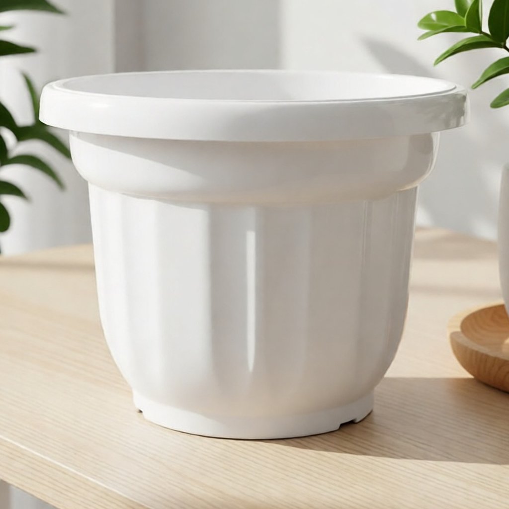 Pot Bunga Tanaman Plastik Putih 50cm - GARUDA JUMBO PUTIH GLOSSY / Pot Bunga Plastik Besar 50 CM