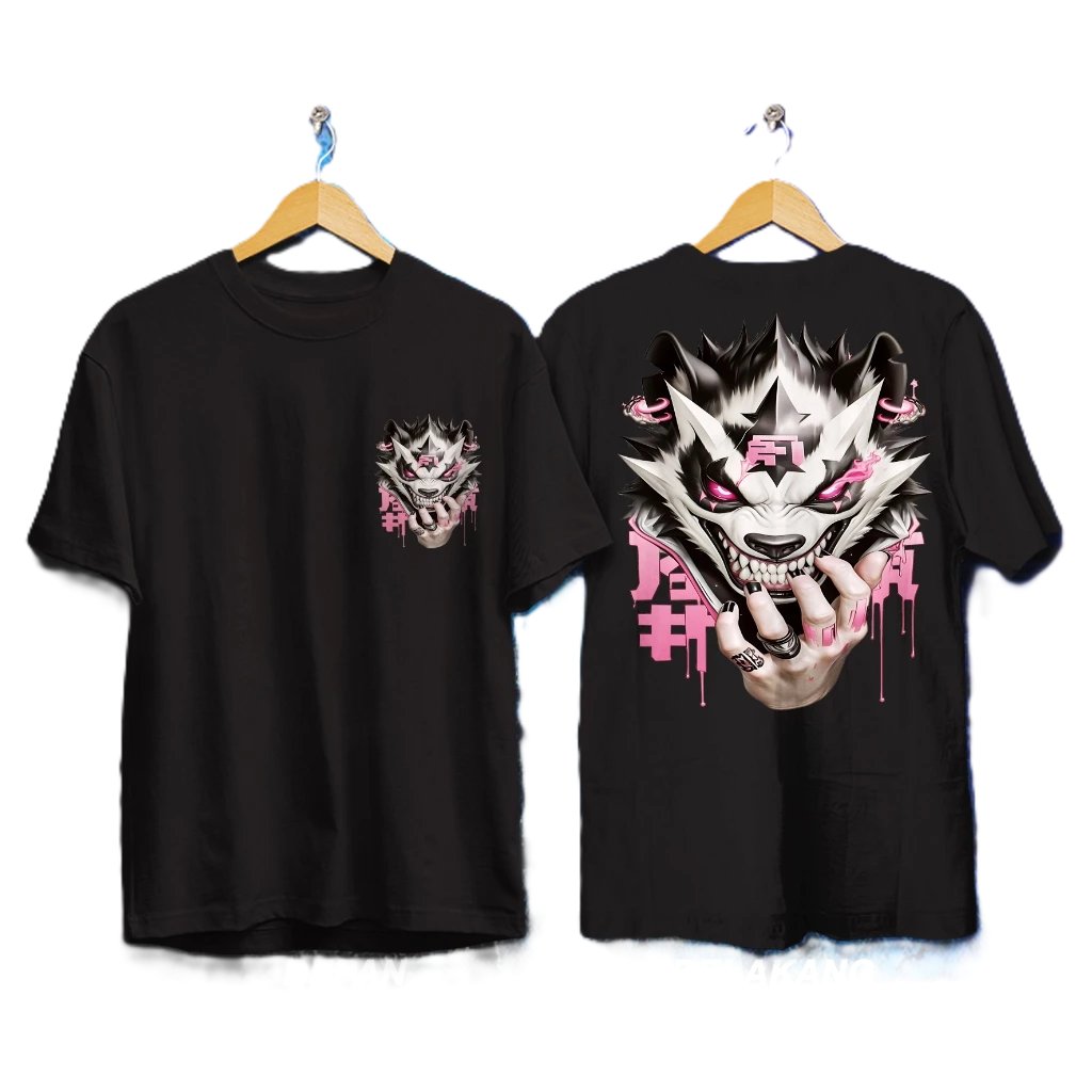 KAOS motif KEPALA SERIGALA/ kaos motif KEPALA SERIGALA/ kaos Pria dan Wanita